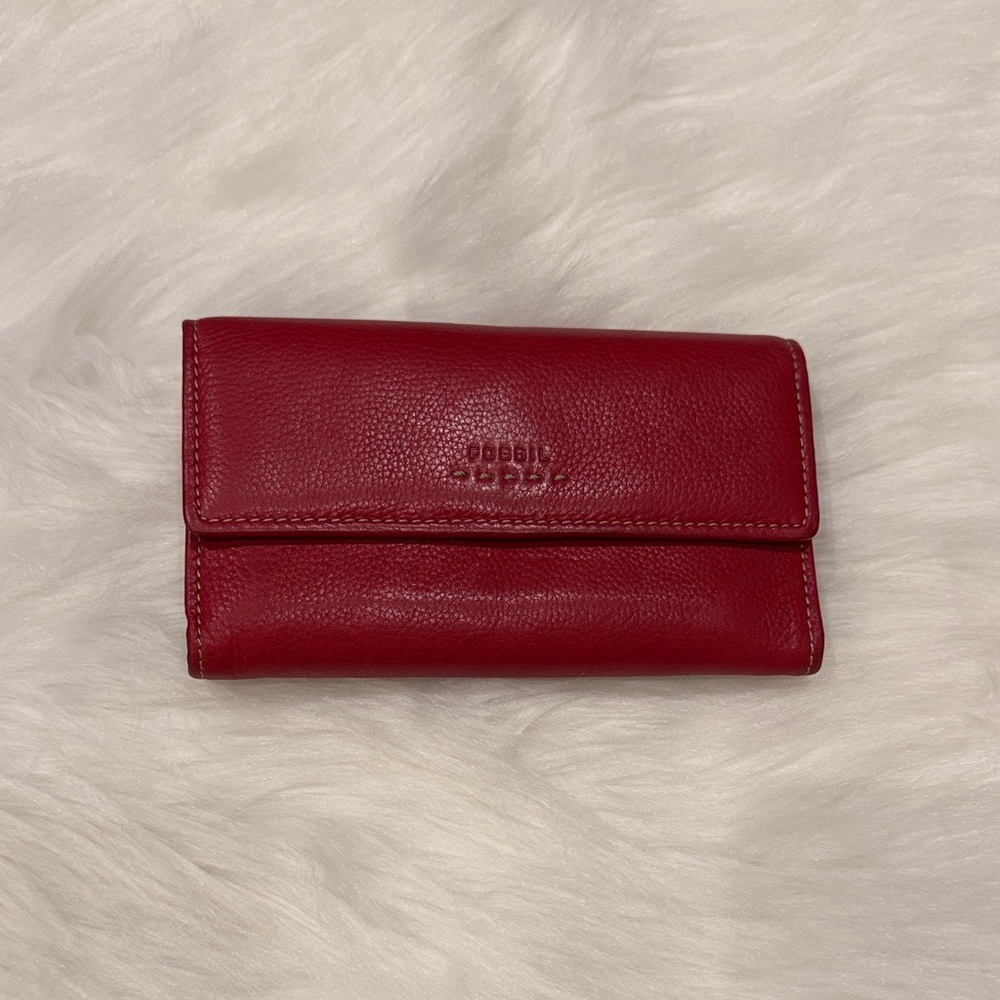 Fossil Large Soft Leather Cherry Red Wallet